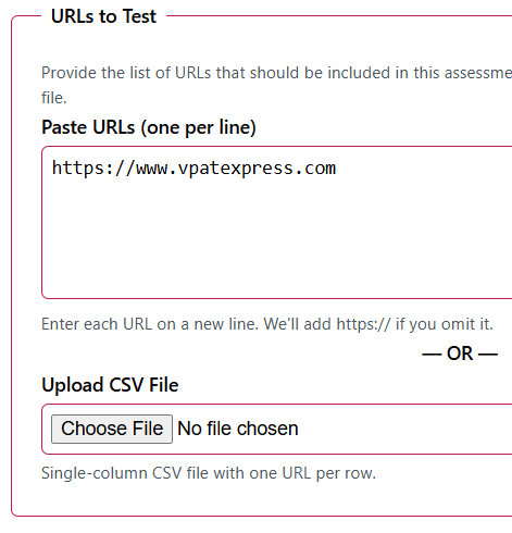screenshot of upload interface